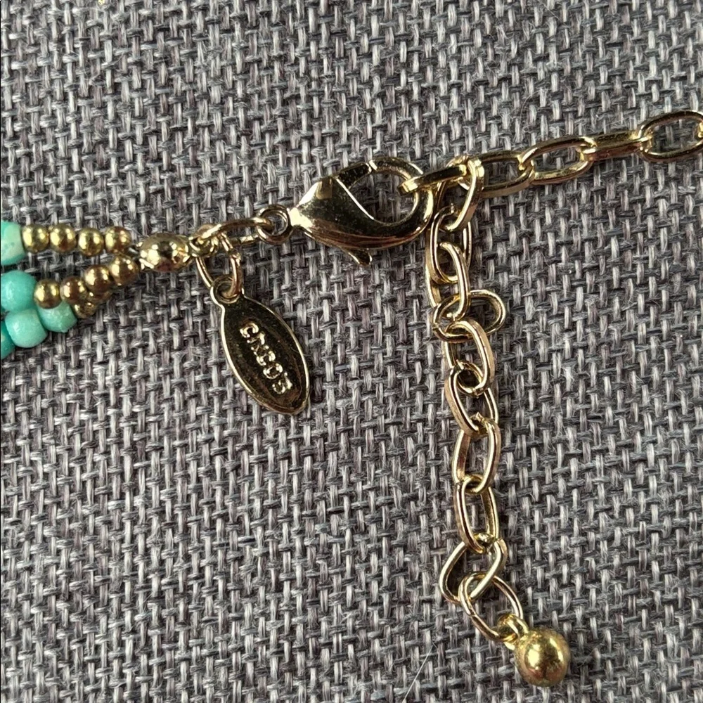 Vintage Navajo Green Turquoise Beaded Multi-Strand Necklace & Nine West Earrings